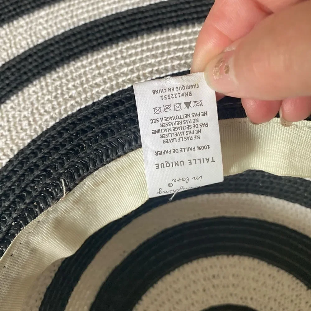 Straw hat black/white striped OS